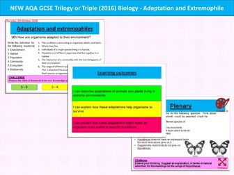 NEW AQA GCSE Trilogy or Triple (2016) Biology - Adaptation and Extremophile