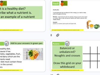 Balanced diet KS3 Science