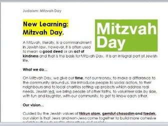 Judaism: Mitzvah Day