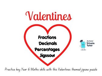 Valentines Fractions Decimals Percentages Year 6