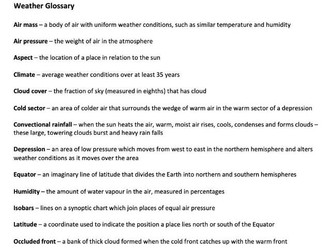 N5 - Geography - Physical - Glossaries