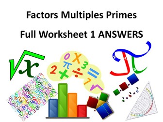 Factors Multiples Primes Full Worksheet 1 ANSWERS