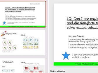 Maths weekly challenges x5 days- Multiplication and division facts- Year 3