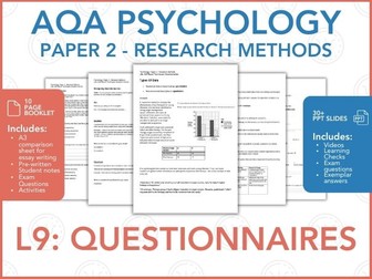 L9: Self Report - Questionnaires - Research Methods - AQA Psychology