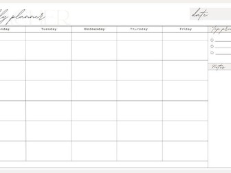 Weekly teacher planner sheet 6P day