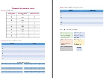 Binary to Hex Conversion lesson - Ideal for Computer Science taster day lesson