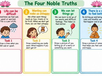 Buddhism worksheets ideal for year 3/4 children working below their age