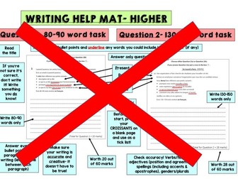 GCSE French writing help mat- Higher