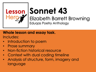 WJEC/Eduqas Browning Sonnet 43 Introduction, dual coding, analysis and resources.