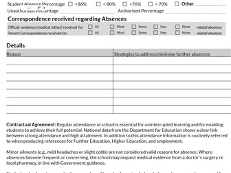 Persistent Absence Follow Up Meeting Form