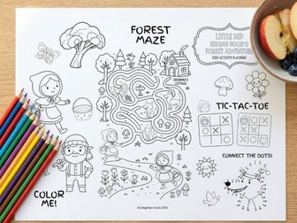 Little Red Riding Hood Kids Activity Placemat| Printable Fairy Tale Activity