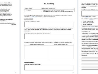 2.1 Raising Finance booklet Edexcel A level Business studies