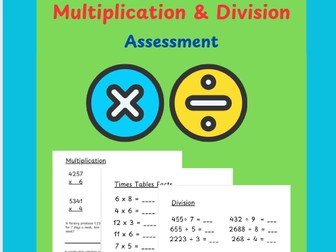 Multiplication and Division Assessment/ Review