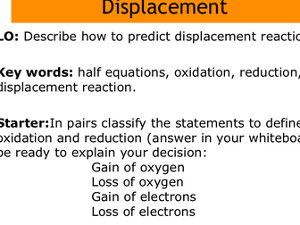 Displacement reactions lesson, including required practical for C5 AQA new specification.