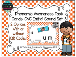 Phonemic Awareness Task Cards: CVC Initial Sound Set 3