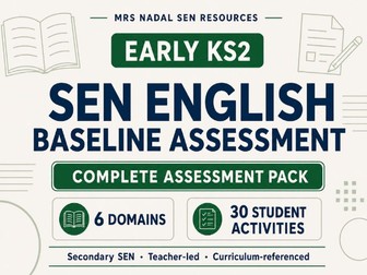 Early KS2 SEN English Baseline Assessment | 6 Domains | Secondary SEN