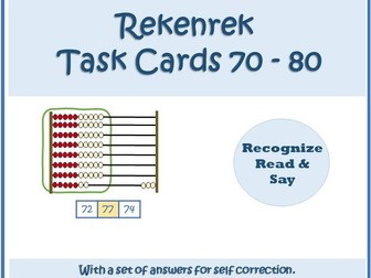 Rekenrek identify numbers from 70 to 80 with a set of answers for self correction