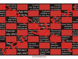 Present Simple Tense with Information Question Words Checker Board Game