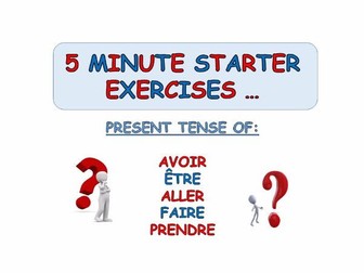 5 minute starter - present tense practise - A French resource for KS2 & KS3