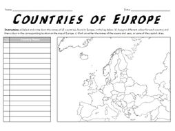 Countries of Europe A3 Map Worksheet | Teaching Resources