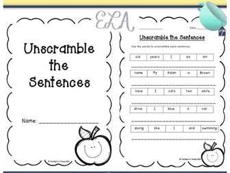 Unscramble the Sentences - Sentence Structure