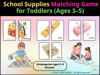 School Supplies Matching Game for Toddlers
