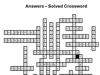 Huge KS3 Biology Revision Crossword with Answers