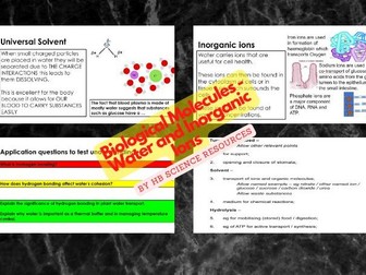 Biological Molecules Water and Inorganic ions