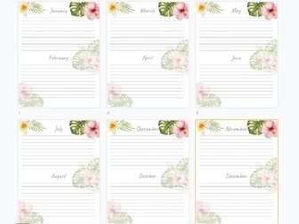 Beautiful Annual Overview Printable Planner Pages
