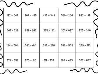 Four the Win: Addition and subtraction game with regrouping