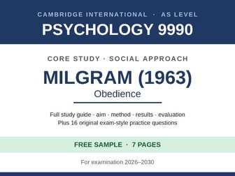 FREE Milgram 1963 Obedience Study Guide