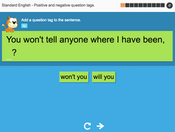 Positive and negative question tags - Interactive Activity - KS3 Spag