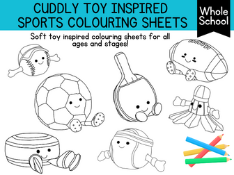 Cuddly Toy Inspired Sports Colouring Sheets