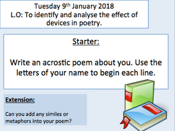 Introduction to poetry - Katy Perry Firework studied as a poem. Language analysis.