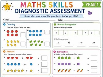 Year 1 Maths Skills Diagnostic Assessment | KS1 Maths Baseline Assessment | Start of Year 1 Check