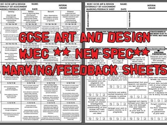 GCSE ART AND DESIGN - Marking/Feedback sheets - WJEC *New Spec*
