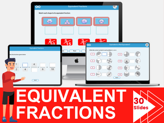Mastering Equivalent Fractions Interactive Digital maths Lesson with Self-marking Activities