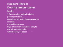 Density lesson starters Hoppers Physics