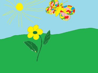 A nice flower and a butterfly in the middle of the nature