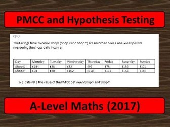 A-Level Maths (2017) Statistics: PMCC and Hypothesis Testing