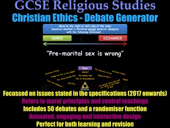 GCSE Christianity - Ethical Debate Generator [Christian Morality, Revision, RE, RS, Exam Practice]