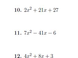 Quadratic factorisation (coefficient greater than 1) worksheet with solutions