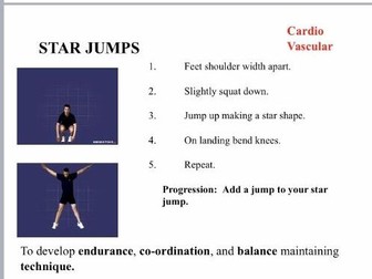 Cardio Vascular Circuit Cards  - with coaching points which can be printed and laminated