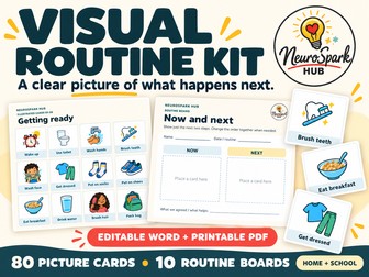Visual Routine Kit | 80 Picture Cards and 10 Editable Routine Boards | Home and School