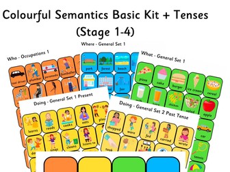 Colourful Semantics Basic Kit + Tenses - Who, Doing, What, Where