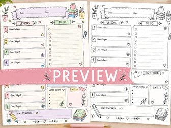 8-Lesson Teacher Daily Planner | Printable