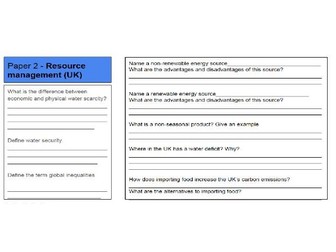 GCSE Geography AQA revision booklet - Paper 2 & 3