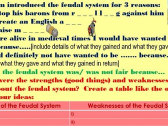 KS3 interactive 'fun' lesson on Feudalism