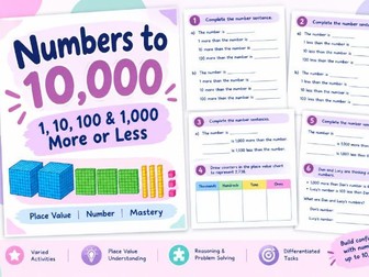 Numbers to 10,000 | 1, 10, 100 & 1,000 More or Less