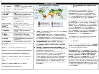 Ecosystems Knowledge Organiser